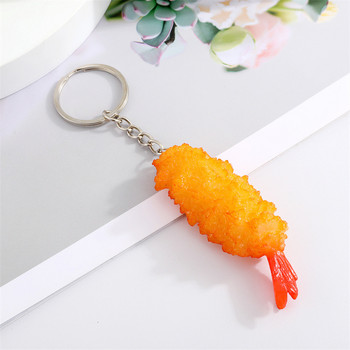 Simulation Octopus Corn Food Keychain Keychain Crab for Women Men Gift Creative Funny Fried Grimp Animal bag Box Car Keyring