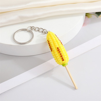 Simulation Octopus Corn Food Keychain Keychain Crab for Women Men Gift Creative Funny Fried Grimp Animal bag Box Car Keyring