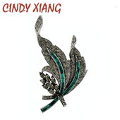 CINDY XIANG strasszlevelű brossok nőknek Vintage fekete színű koreai stílusú tű bross téli kiegészítők jó ajándék