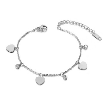 AENINE Classic Love Heart Anklet Foot Chain Розово златисто цвят Модни глезени от неръждаема стомана Бижута за жени Момичета AA19027