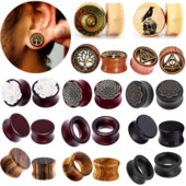 1 Pair Skull Wood Ear Gauges Plugs and Tunnel 6-20Mm Ear Strecher Expander Saddle Plug Piercing Flesh Tunnels Dilatacion Oreja