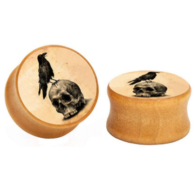 1 Pair Skull Wood Ear Gauges Plugs and Tunnel 6-20Mm Ear Strecher Expander Saddle Plug Piercing Flesh Tunnels Dilatacion Oreja