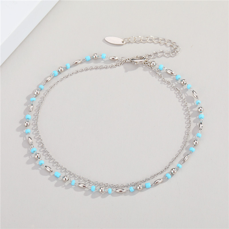 1PC Boem, minimalist, mai multe straturi, mărgele de picior, lanț de gleznă pentru femei, nou la modă, brățară rotundă cu ciucuri mici, bijuterii de plajă