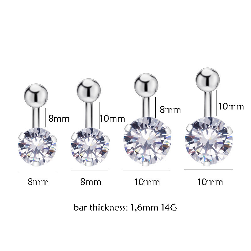 1PC Inele Sexy pentru buric Piercing pentru buric Bijuterii din oțel chirurgical Zircon 14G 8mm 10mm Bijuterii pentru corp pentru femei Ombligo Nobril