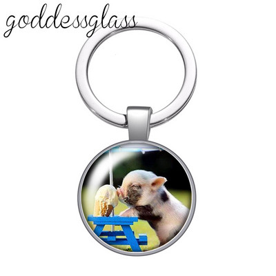 Dragoste animale Drăguț Cal Arici Alpaca zebră Porc breloc cabochon din sticlă Geantă Breloc mașină Suport inel Brelocuri brelocuri Cadouri