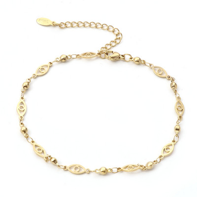 gleznă din oțel inoxidabil 304 de culoare aurie de culoare argintie, cu flori de ochi rău, brățară pe picior, lanț pentru picioare, bijuterii, accesorii pentru femei, 1 bucată