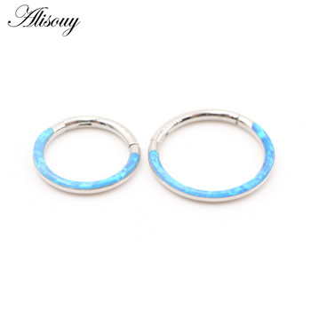 Alisouy 1 бр. 316L неръждаема стомана 16G Twist Hinged Clicker Nose Pregrada Ring Opal Hoop Вежди Устни Халки за уши Бижута за пиърсинг