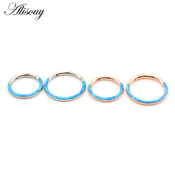 Alisouy 1 бр. 316L неръждаема стомана 16G Twist Hinged Clicker Nose Pregrada Ring Opal Hoop Вежди Устни Халки за уши Бижута за пиърсинг