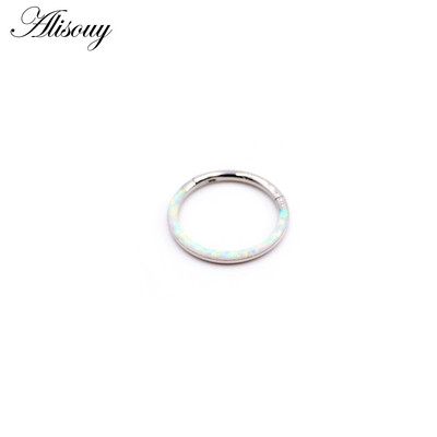 Alisouy 1db 316L rozsdamentes acél 16G csavart csuklós Clicker orr septum gyűrű opál karika szemöldök ajak fülgyűrű test piercing ékszer