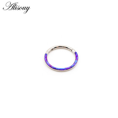 Alisouy 1db 316L rozsdamentes acél 16G csavart csuklós Clicker orr septum gyűrű opál karika szemöldök ajak fülgyűrű test piercing ékszer