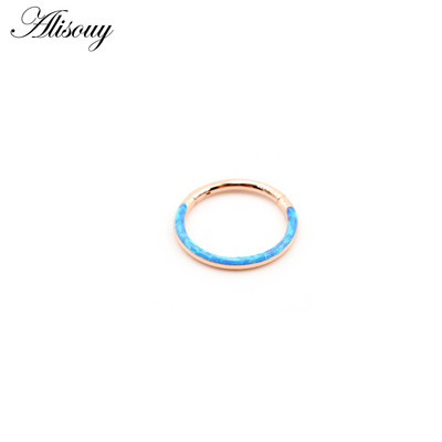 Alisouy 1db 316L rozsdamentes acél 16G csavart csuklós Clicker orr septum gyűrű opál karika szemöldök ajak fülgyűrű test piercing ékszer