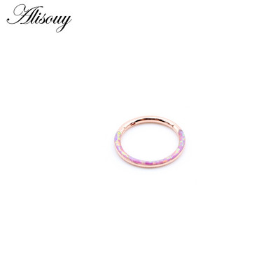 Alisouy 1db 316L rozsdamentes acél 16G csavart csuklós Clicker orr septum gyűrű opál karika szemöldök ajak fülgyűrű test piercing ékszer