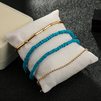 docona 5db Boho Shell medál kék gyöngyös bokalánc szett női többrétegű pulyka Evil Eye elasztikus láblánc strandékszer 8841