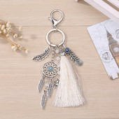 1 buc. Breloc pentru femei Dreamcatcher, ciucuri boem, cu frunze de doamnă, geantă, pandantiv pentru telefon, breloc pentru femei, cadou, lanț de chei, bijuterii boho, cadou