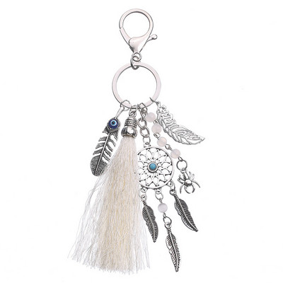 1 buc. Breloc pentru femei Dreamcatcher, ciucuri boem, cu frunze de doamnă, geantă, pandantiv pentru telefon, breloc pentru femei, cadou, lanț de chei, bijuterii boho, cadou