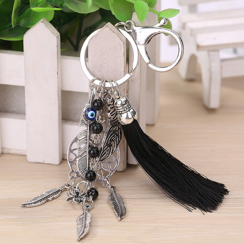 1 buc. Breloc pentru femei Dreamcatcher, ciucuri boem, cu frunze de doamnă, geantă, pandantiv pentru telefon, breloc pentru femei, cadou, lanț de chei, bijuterii boho, cadou