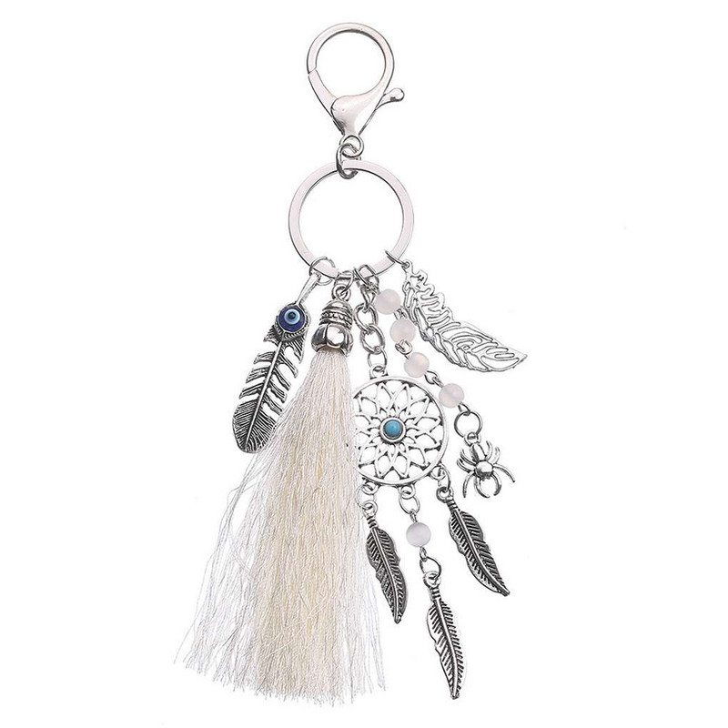 1 buc. Breloc pentru femei Dreamcatcher, ciucuri boem, cu frunze de doamnă, geantă, pandantiv pentru telefon, breloc pentru femei, cadou, lanț de chei, bijuterii boho, cadou