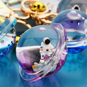 Astronaut plutitor Spaceman Star Breloc Glob creativ de lux în mișcare lichid nisipuri mișcătoare Planetă Breloc pandantiv Breloc cadou