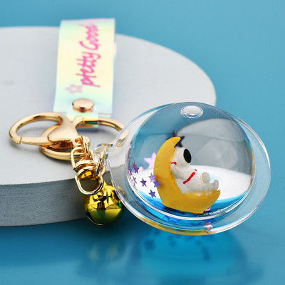 Astronaut plutitor Spaceman Star Breloc Glob creativ de lux în mișcare lichid nisipuri mișcătoare Planetă Breloc pandantiv Breloc cadou