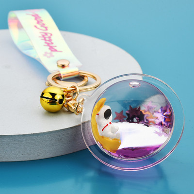 Astronaut plutitor Spaceman Star Breloc Glob creativ de lux în mișcare lichid nisipuri mișcătoare Planetă Breloc pandantiv Breloc cadou