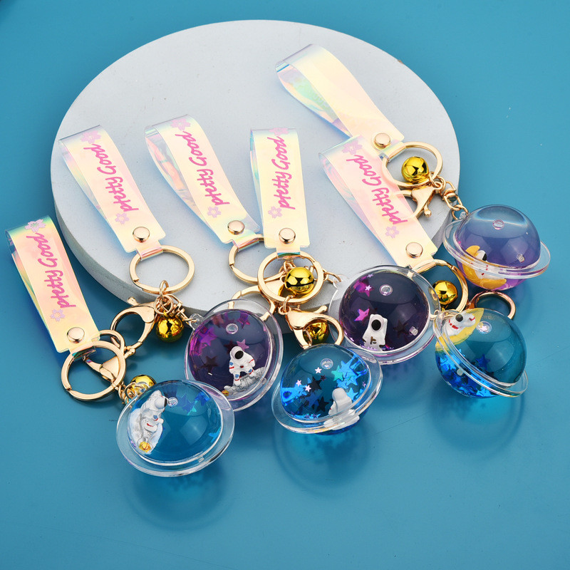 Astronaut plutitor Spaceman Star Breloc Glob creativ de lux în mișcare lichid nisipuri mișcătoare Planetă Breloc pandantiv Breloc cadou