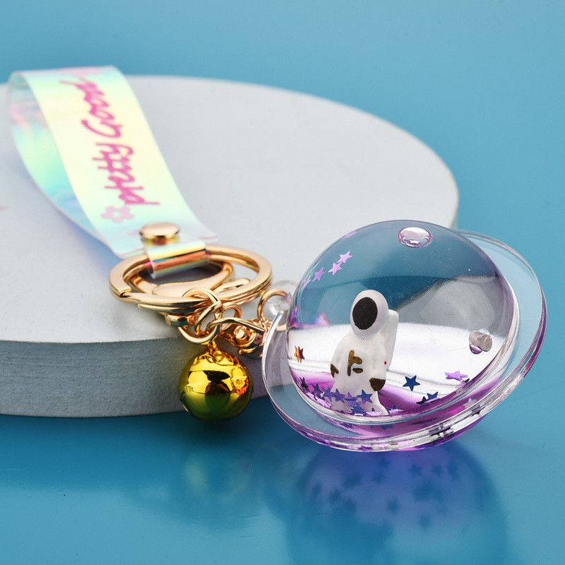 Astronaut plutitor Spaceman Star Breloc Glob creativ de lux în mișcare lichid nisipuri mișcătoare Planetă Breloc pandantiv Breloc cadou