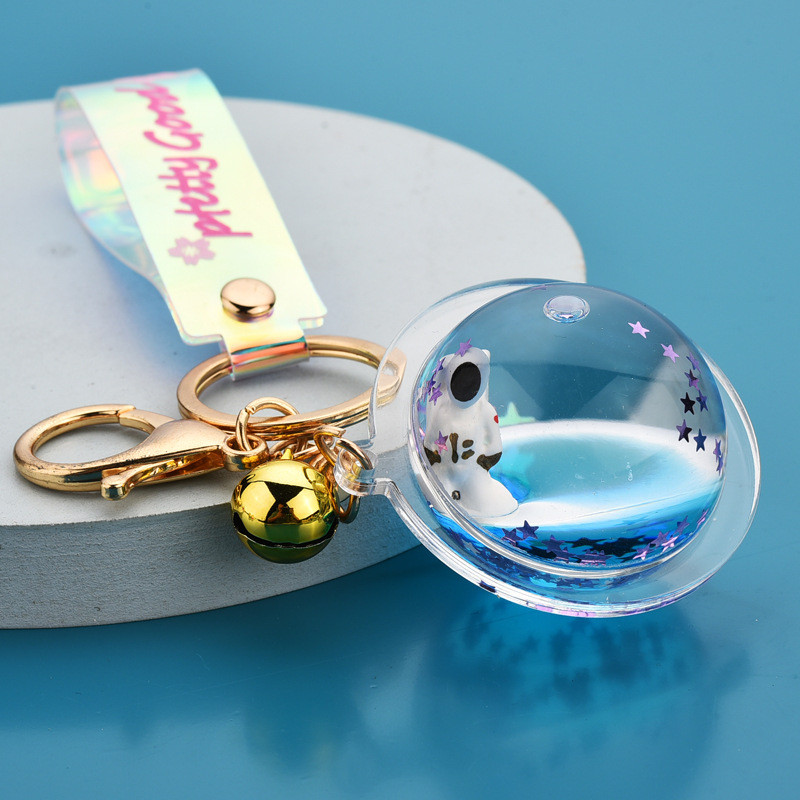Astronaut plutitor Spaceman Star Breloc Glob creativ de lux în mișcare lichid nisipuri mișcătoare Planetă Breloc pandantiv Breloc cadou
