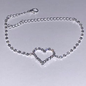 2020 Гореща разпродажба Bling Rhinestone Love Heart Anklet Chain Гривна за жени Луксозни кристални тенис верига за крака Бижута за крака