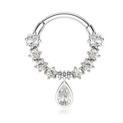 Inele pentru sept 16G Dangle Septum Blue Planet Clear CZ Oțel chirurgical 316L Star Daith Cercel Moon Helix Cercel Piercing pentru nas inel