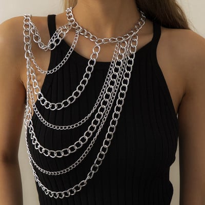 Gothic Style Simple Bikini Body Chain Kaklarotas Aksesuāri Sievietēm Šarms Pušķis Ķermeņa Ķēde Choker Punk Torque Modes Rotaslietas