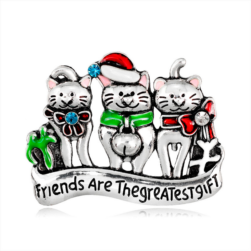 Broșă de Crăciun de Anul Nou pentru femei, modă, pisică, căprioară, pălărie, șosete, cu stras de mere, email, bijuterii animale drăguțe, cadouri pentru copii