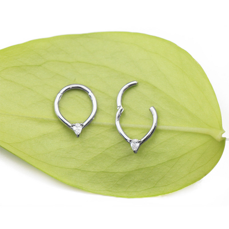 Zirconiu cubic lacrimă Inel pentru nas Septum Clicker Cercei cartilaj Bijuterii Piercing pentru corp Segment din oțel chirurgical 316L