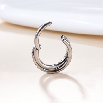 G23 Титаниеви бижута за тяло Alternately CZ Pave Face Hinged Segment Hoop Nose Ring Clicker Labret Ear Tragus хрущял пиърсинг