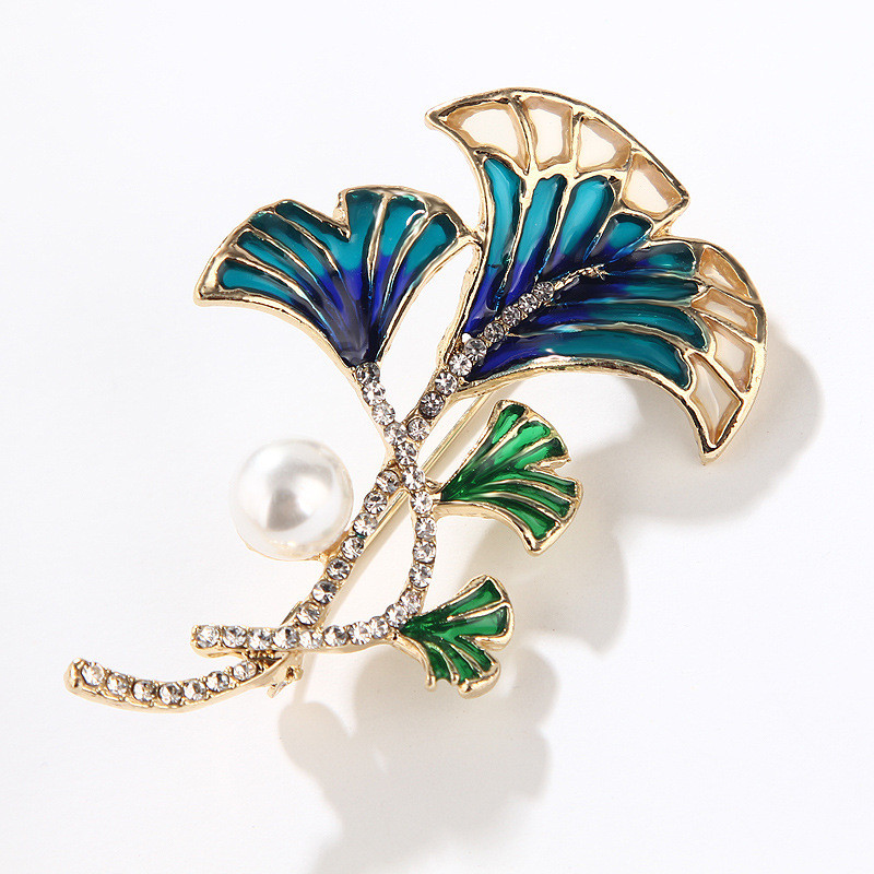 Broșe Ginkgo Biloba pentru femei email 3 culori Broșă cu frunze de plante Bijuterii de modă Cadou Accesorii de îmbrăcăminte rafinate