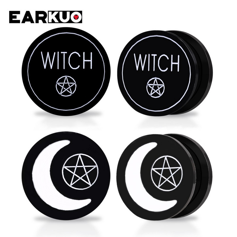 EARKUO Populare pisici acrilice OUIJA Witch Poker dopuri de urechi Piercing tuneluri cercei indicatori expansori bijuterii corpului targi 2 buc