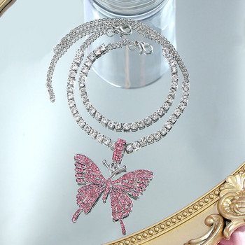 BYNOUCK Big Rhinestone Tennis Anklet Chain for Women Crystal Butterfly Charms Бижута Многослойна гривна за крака луксозни бижута