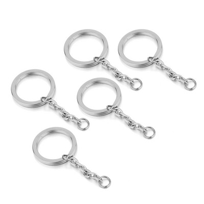 5 bucăți/lot 25mm lustruit întreg oțel inoxidabil breloc breloc inel divizat cu lanț scurt brelocuri femei bărbați bricolaj breloc