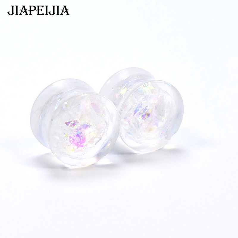 Calibre cu paiete strălucitoare pentru urechi, tuneluri pentru urechi, dopuri expansoare, piercing pentru cercei, 6-30 mm