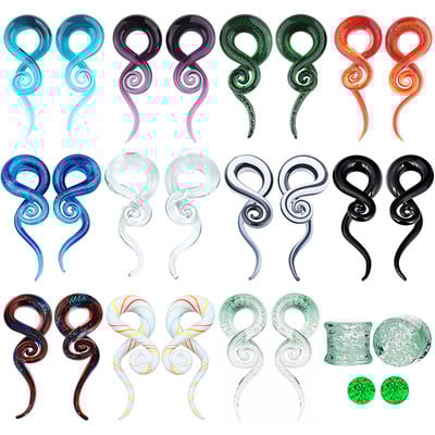 2 buc dopuri de urechi din sticlă Pyrex tunel ureche spirală conică cartilaj cercei calibre Expander targă carne Oreja piercing bijuterii pentru corp