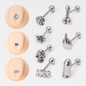 1 buc. Gesturi gotice Limbă Barbell Piercing Bar Punk Oțel inoxidabil Craniu Păianjen Limbă Inel Sexy pentru bijuterii de corp Unisex