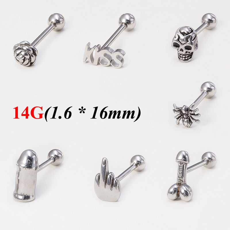 1 buc. Gesturi gotice Limbă Barbell Piercing Bar Punk Oțel inoxidabil Craniu Păianjen Limbă Inel Sexy pentru bijuterii de corp Unisex