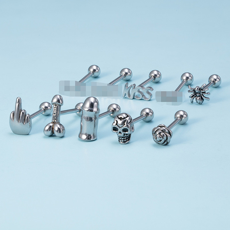 1 buc. Gesturi gotice Limbă Barbell Piercing Bar Punk Oțel inoxidabil Craniu Păianjen Limbă Inel Sexy pentru bijuterii de corp Unisex