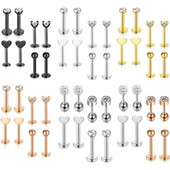 Set de piercing Labret de cristal 8 buc. 16G Inima Tragus Piercing Cercei Lot Conch Piercing Set Lip Labret Stud Lip Pircing