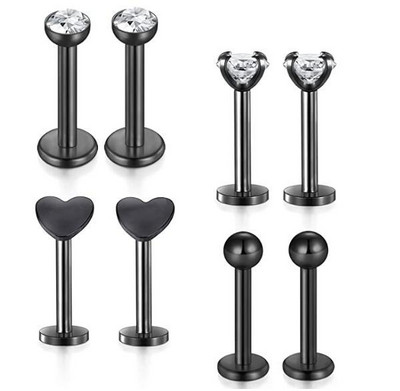 Set de piercing Labret de cristal 8 buc. 16G Inima Tragus Piercing Cercei Lot Conch Piercing Set Lip Labret Stud Lip Pircing
