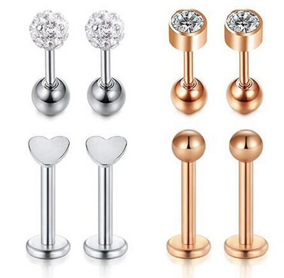 Set de piercing Labret de cristal 8 buc. 16G Inima Tragus Piercing Cercei Lot Conch Piercing Set Lip Labret Stud Lip Pircing