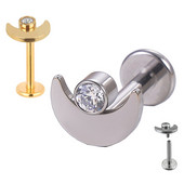 G23 titan buze Stud formă de lună cu zircon Set centru filet intern PIERC Labret Tragus Helix ureche Stud Piercing bijuterii pentru corp