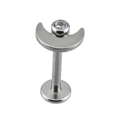 G23 titan buze Stud formă de lună cu zircon Set centru filet intern PIERC Labret Tragus Helix ureche Stud Piercing bijuterii pentru corp