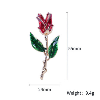 Букет с игли с червено цвете, растение, емайлирана брошка за жени, мъже, парти, сватбен букет Направи си сам, облекло, рокля, костюм, модни бижута