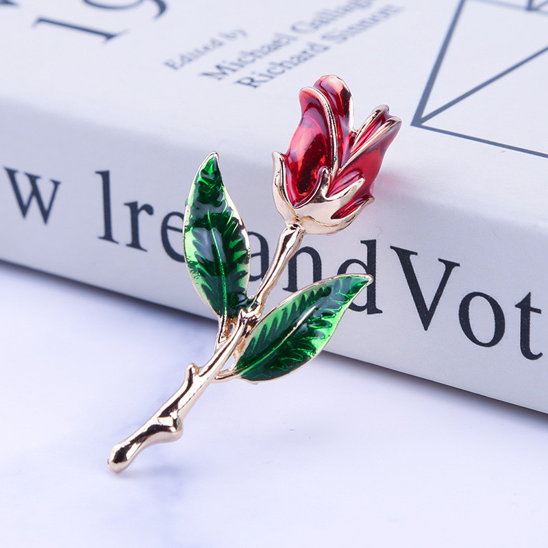 Flori roșii, plantă, pin, buchet, broșă emailată, pentru femei, bărbați, petrecere, buchet de nuntă, îmbrăcăminte diy, costum de rochie, bijuterii de modă