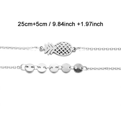 MinaMaMa Straturi duble din oțel inoxidabil cu paiete lanț de gleznă Lanț pentru picioare Yoga de vară Brățară pentru picior de plajă Breloc gleznă Bijuterii